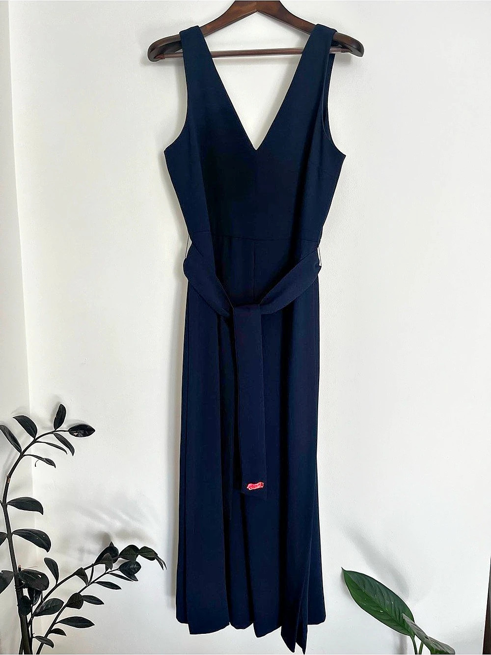 CLUB MONACO Tie Back V-Neck Jumpsuit Navy Size 10